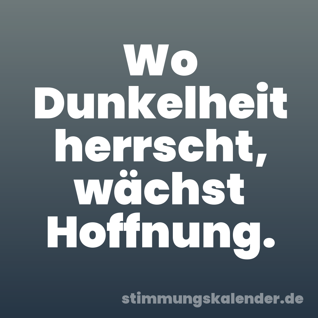Wo Dunkelheit herrscht, wächst Hoffnung.