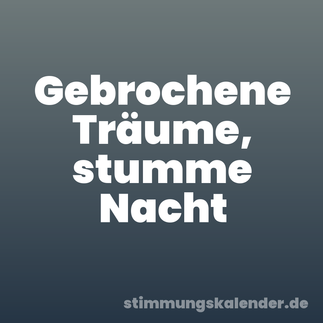 Gebrochene Träume, stumme Nacht