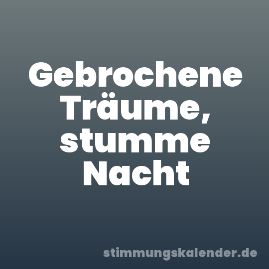 Gebrochene Träume, stumme Nacht