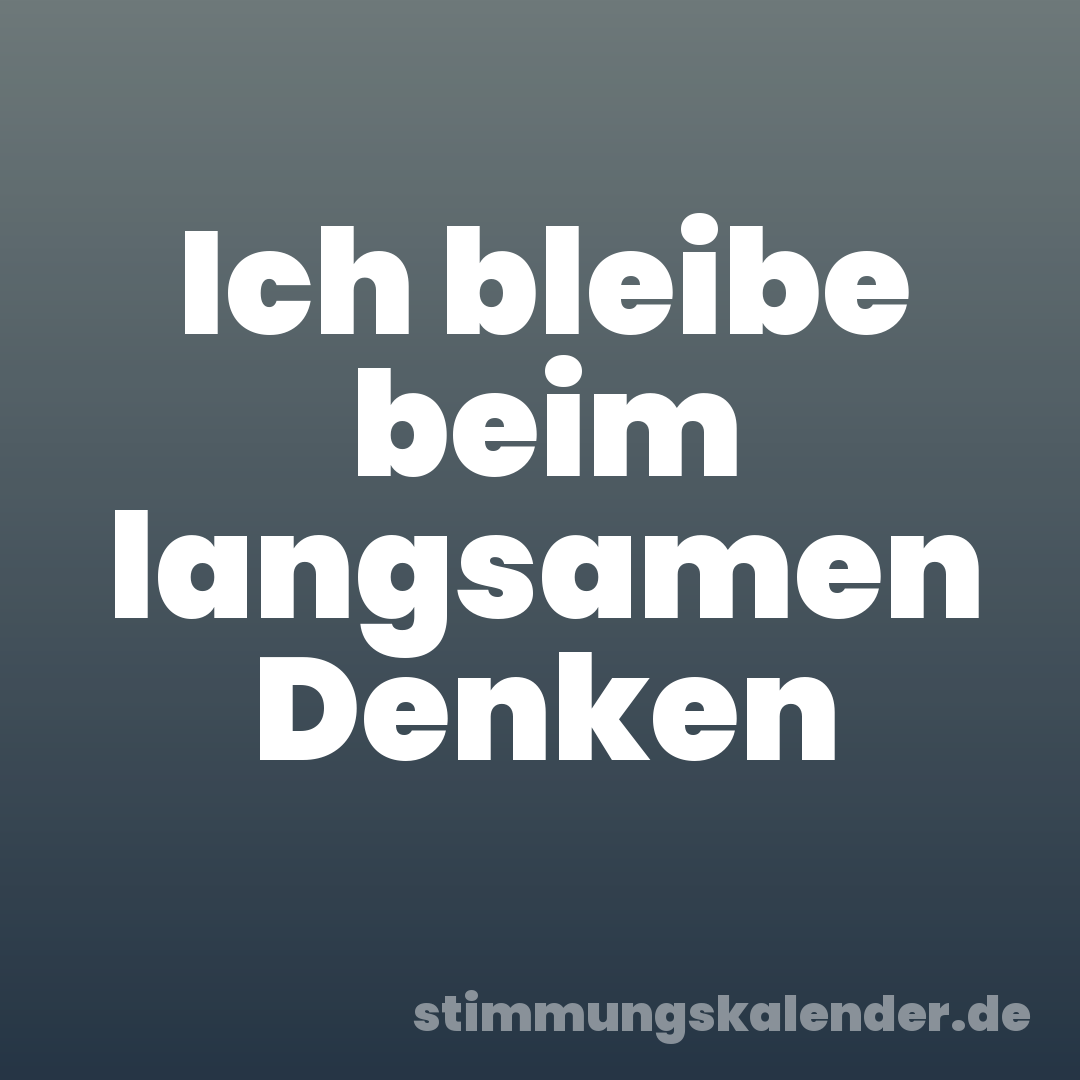Ich bleibe beim langsamen Denken