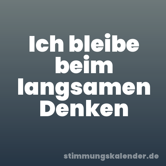 Ich bleibe beim langsamen Denken