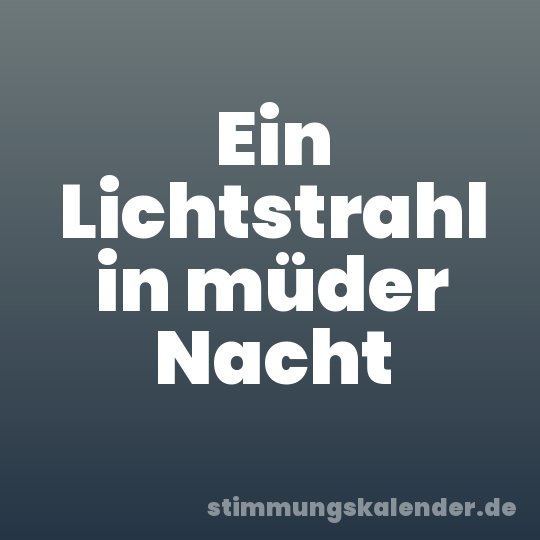Ein Lichtstrahl in müder Nacht