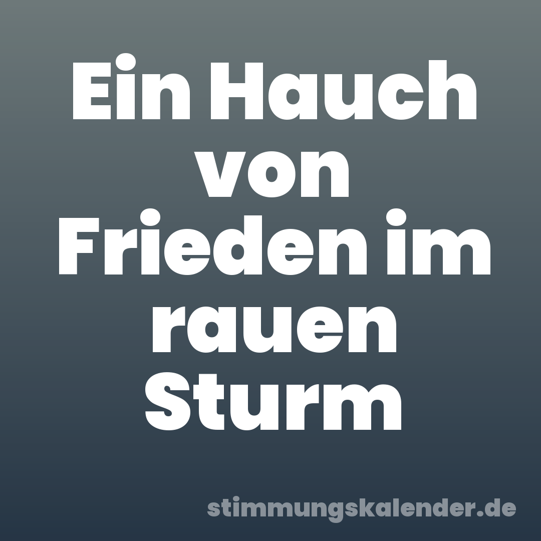 Ein Hauch von Frieden im rauen Sturm