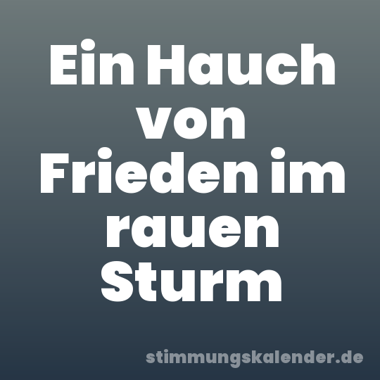 Ein Hauch von Frieden im rauen Sturm