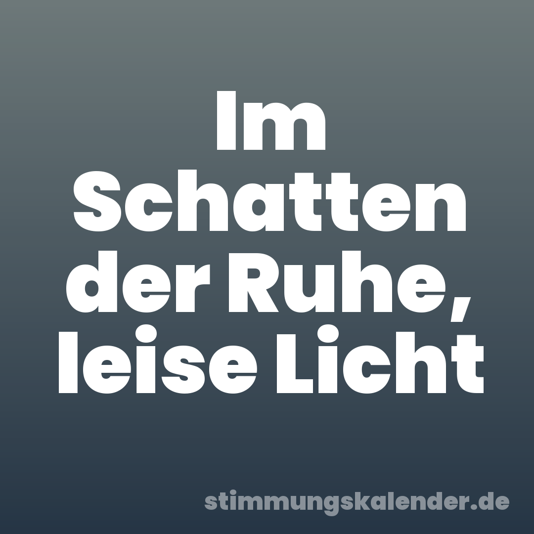 Im Schatten der Ruhe, leise Licht