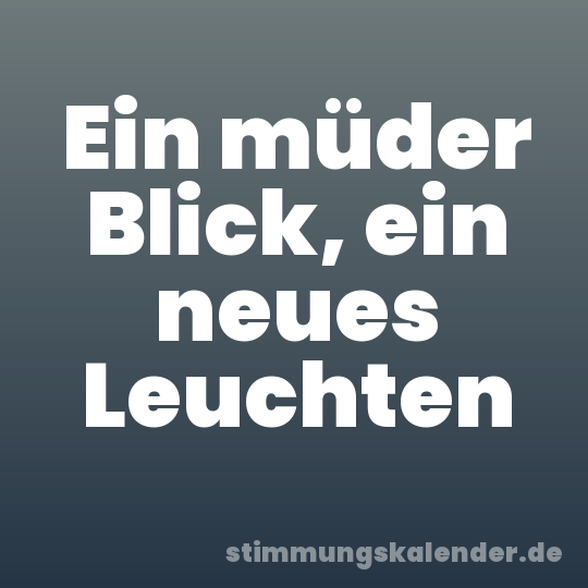 Ein müder Blick, ein neues Leuchten