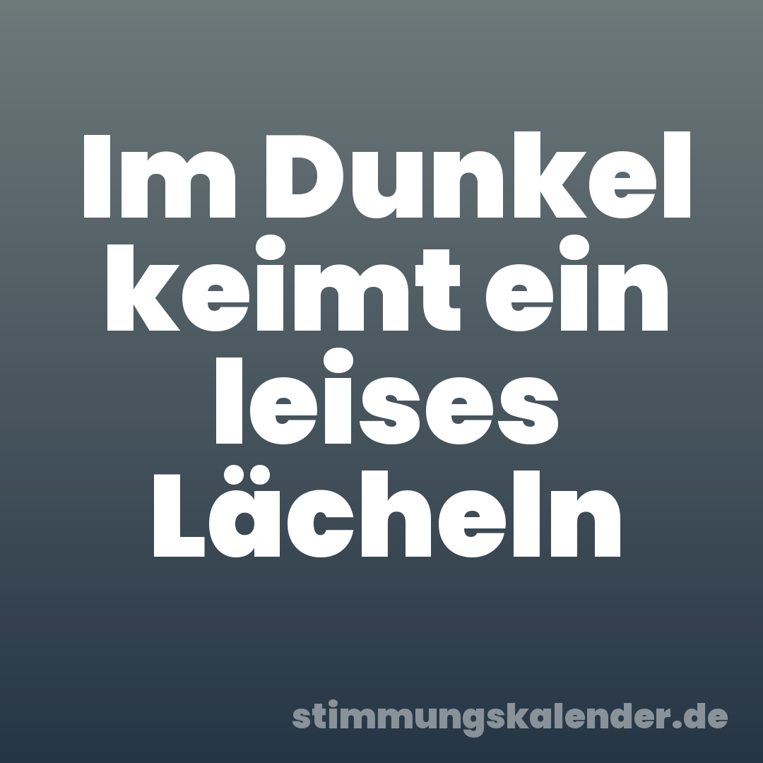 Im Dunkel keimt ein leises Lächeln