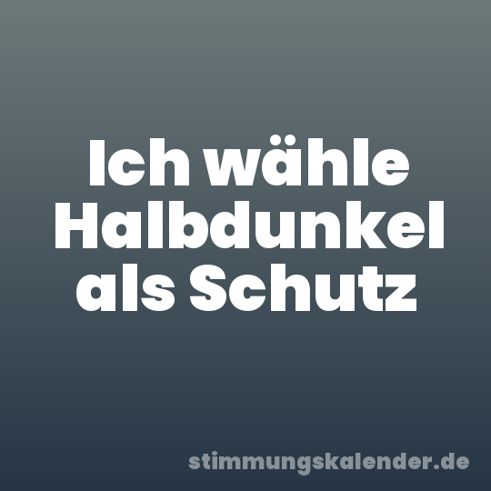 Ich wähle Halbdunkel als Schutz