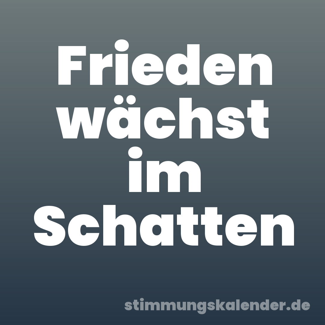 Frieden wächst im Schatten