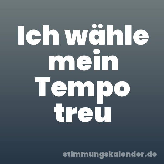 Ich wähle mein Tempo treu