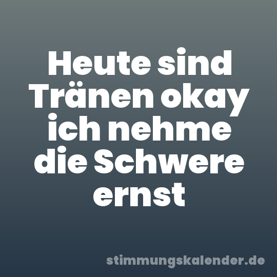 Heute sind Tränen okay ich nehme die Schwere ernst