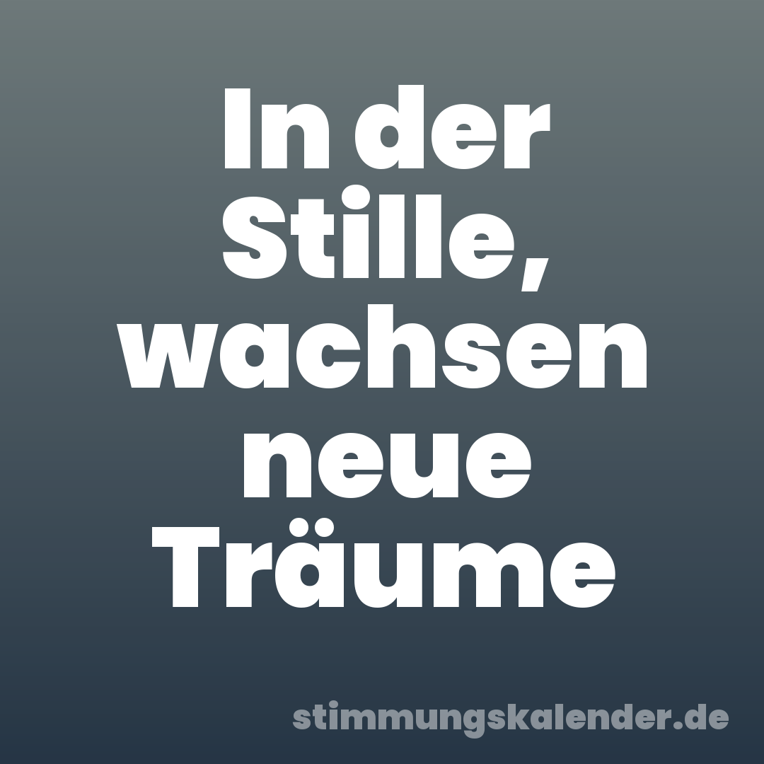 In der Stille, wachsen neue Träume