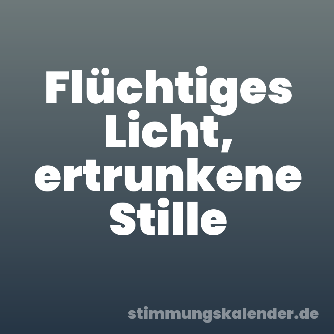 Flüchtiges Licht, ertrunkene Stille