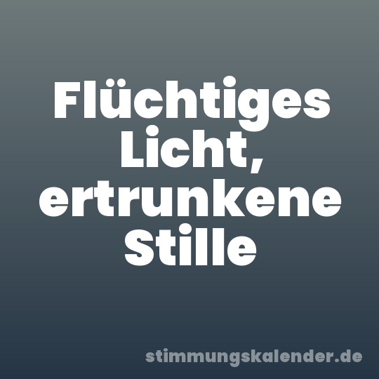 Flüchtiges Licht, ertrunkene Stille