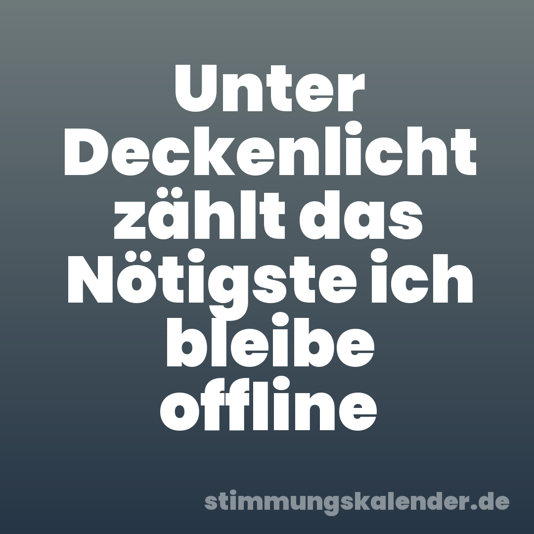 Unter Deckenlicht zählt das Nötigste ich bleibe offline