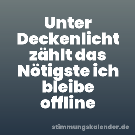 Unter Deckenlicht zählt das Nötigste ich bleibe offline