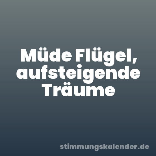 Müde Flügel, aufsteigende Träume