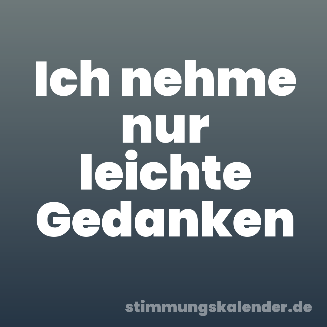 Ich nehme nur leichte Gedanken