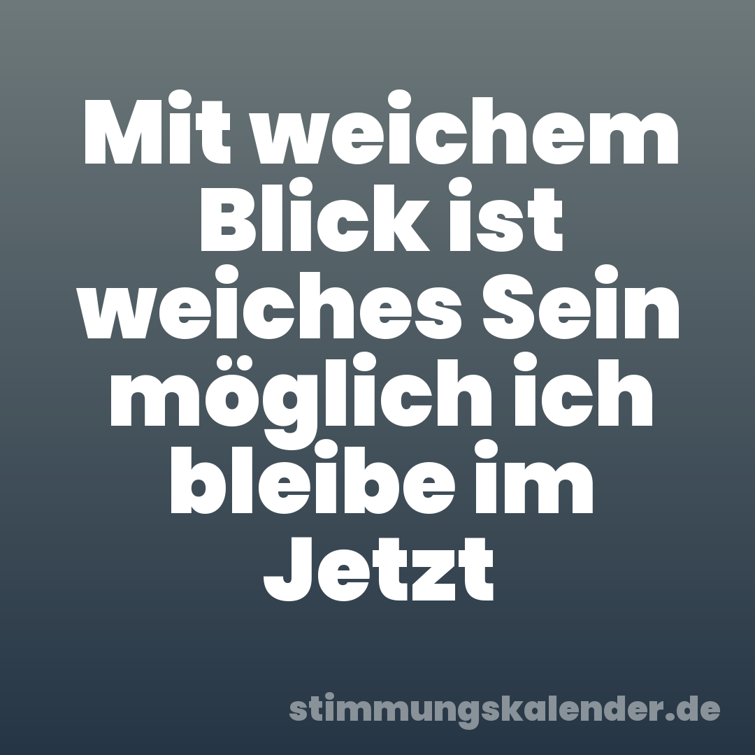 Mit weichem Blick ist weiches Sein möglich ich bleibe im Jetzt