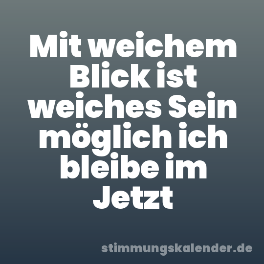 Mit weichem Blick ist weiches Sein möglich ich bleibe im Jetzt