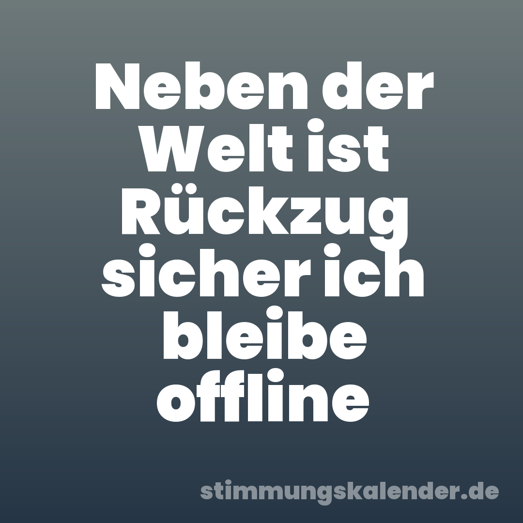Neben der Welt ist Rückzug sicher ich bleibe offline