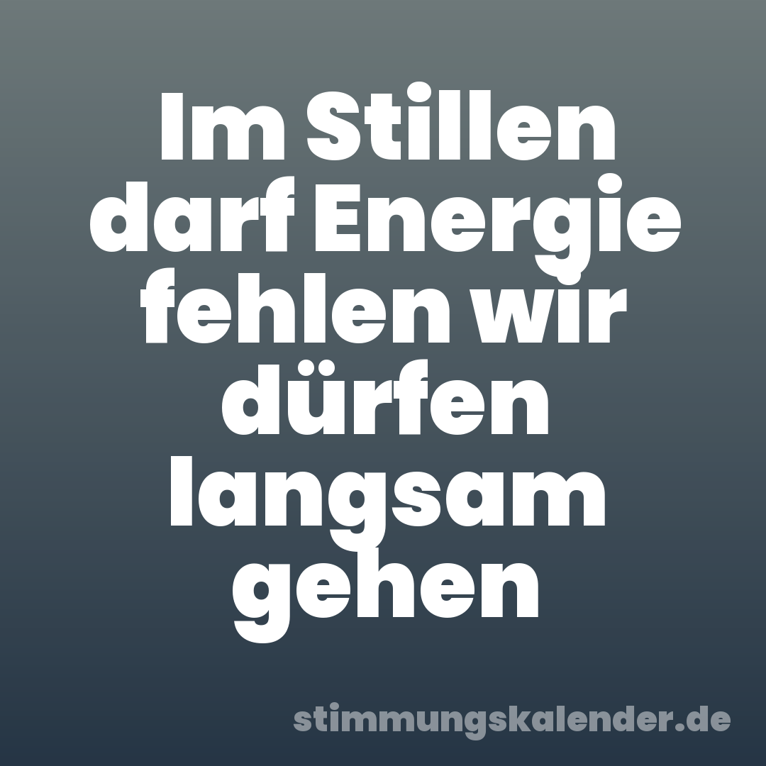 Im Stillen darf Energie fehlen wir dürfen langsam gehen
