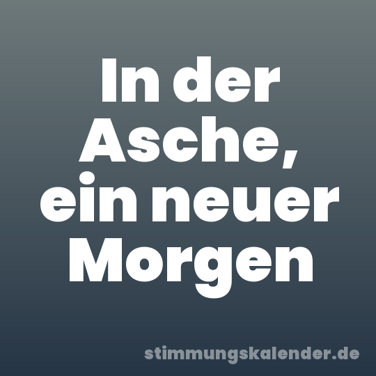 In der Asche, ein neuer Morgen