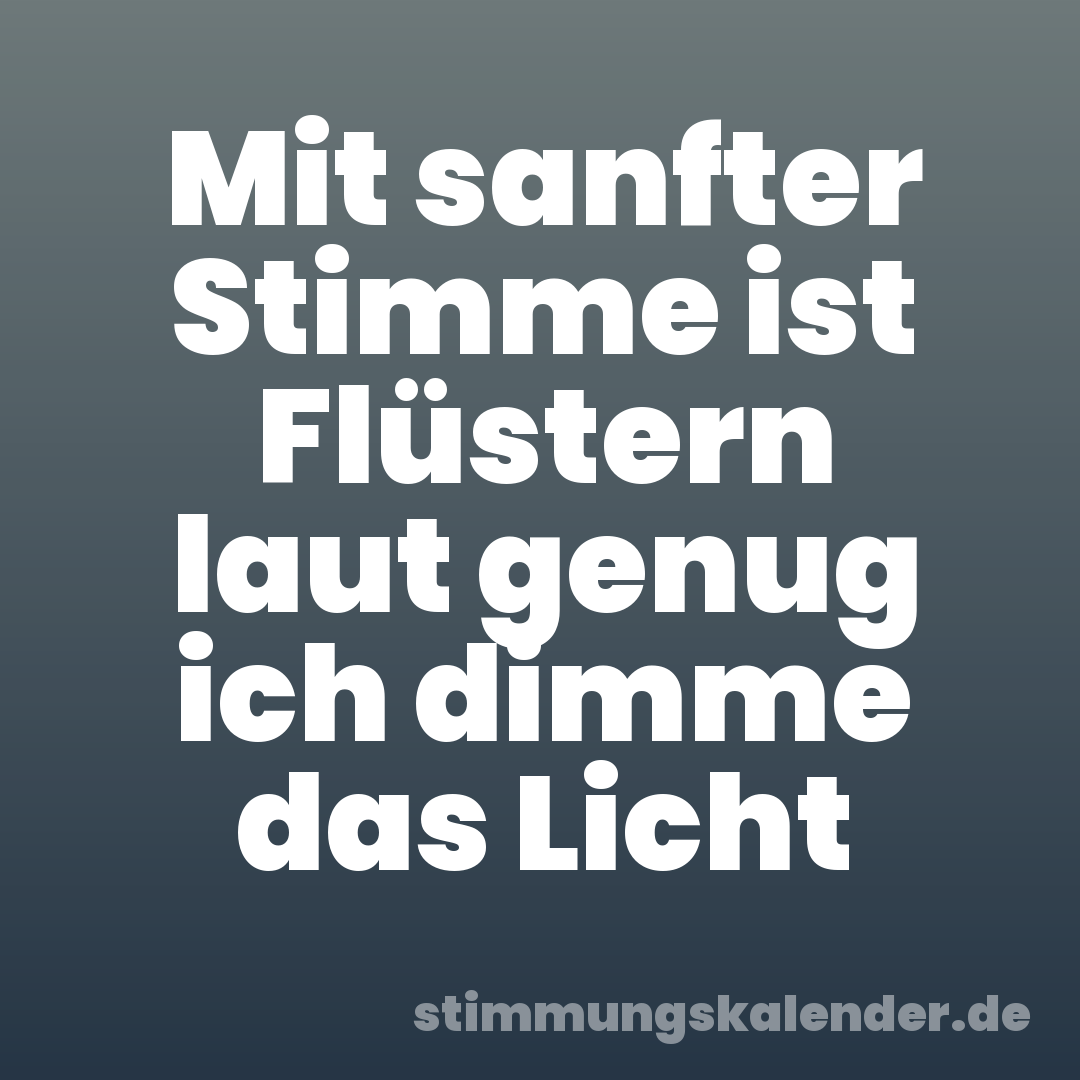 Mit sanfter Stimme ist Flüstern laut genug ich dimme das Licht