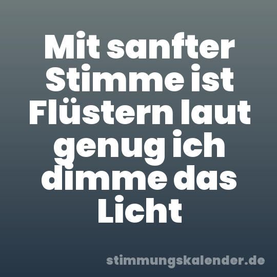 Mit sanfter Stimme ist Flüstern laut genug ich dimme das Licht