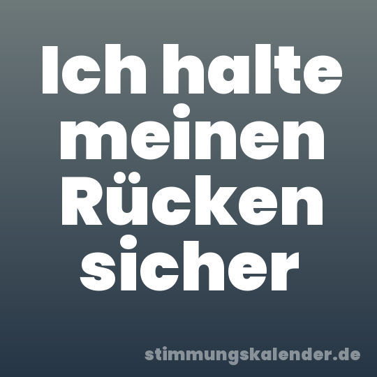 Ich halte meinen Rücken sicher