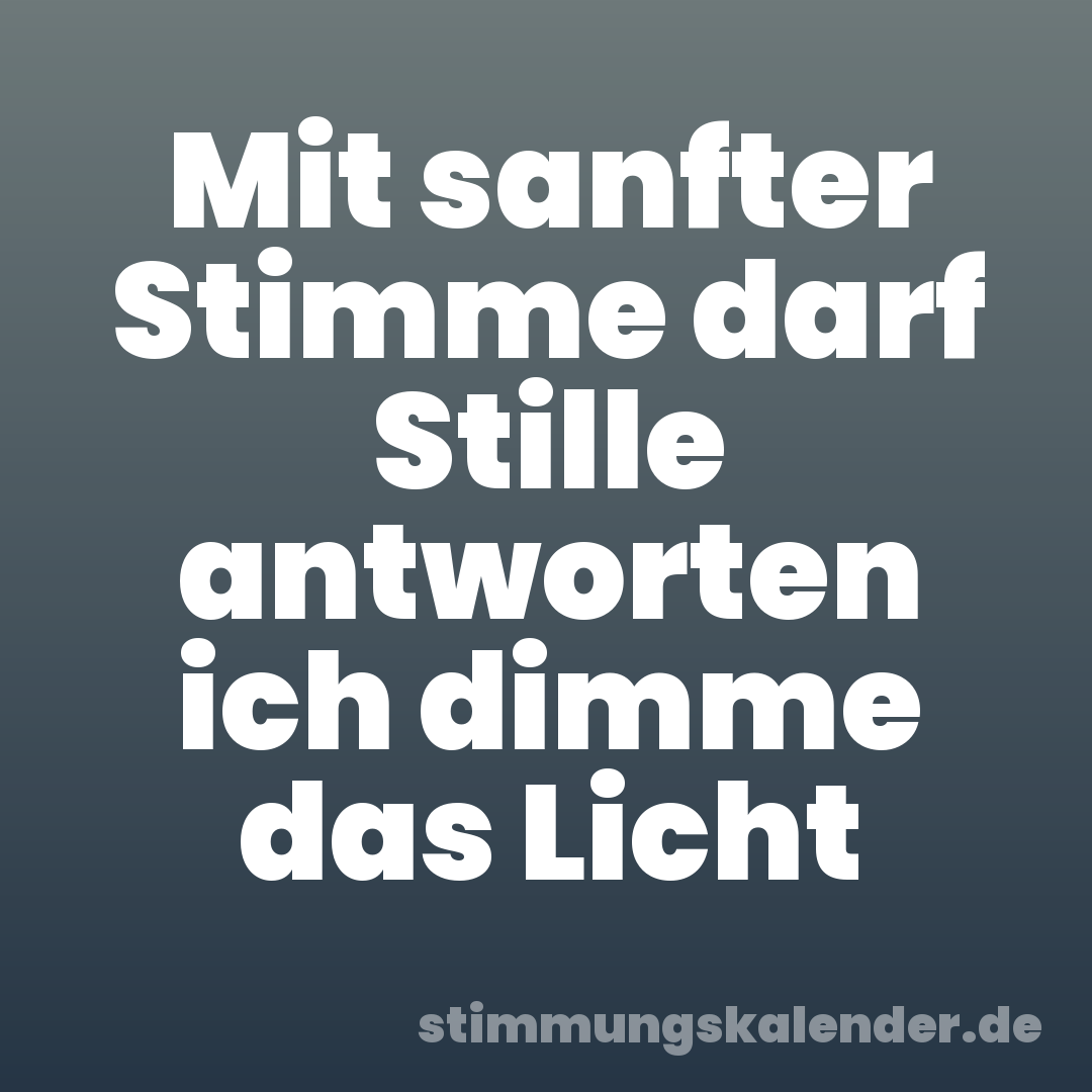 Mit sanfter Stimme darf Stille antworten ich dimme das Licht