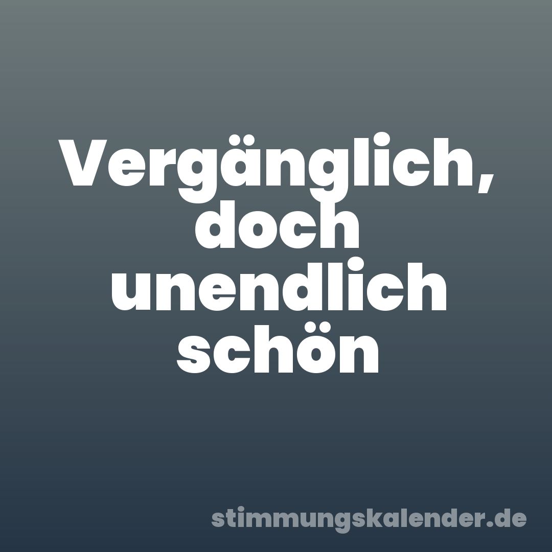 Vergänglich, doch unendlich schön