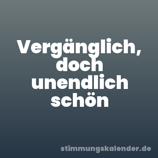 Vergänglich, doch unendlich schön