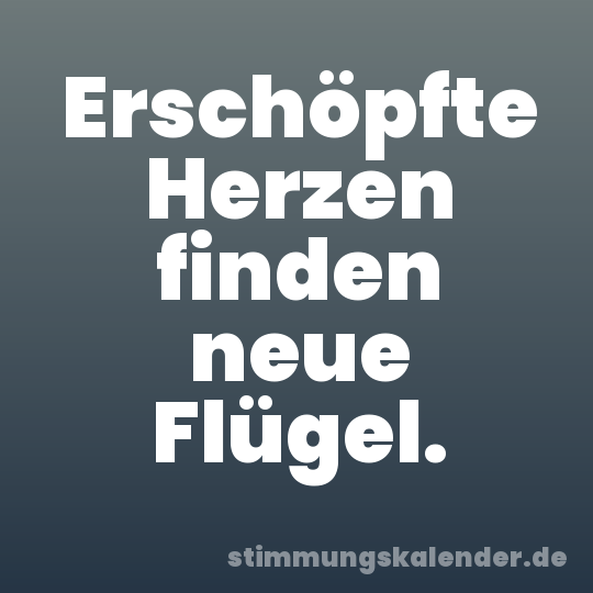Erschöpfte Herzen finden neue Flügel.