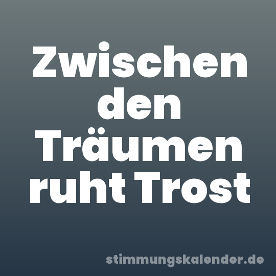Zwischen den Träumen ruht Trost
