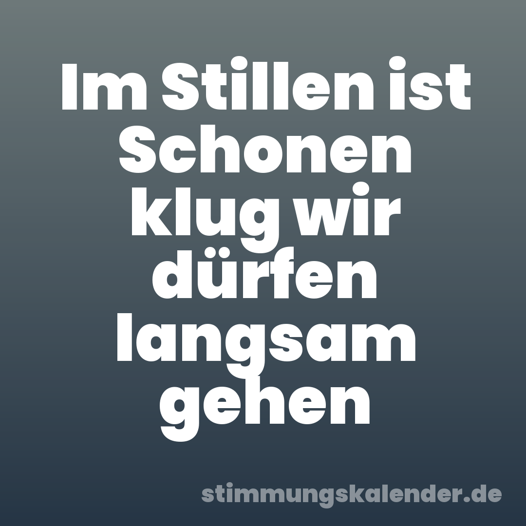 Im Stillen ist Schonen klug wir dürfen langsam gehen