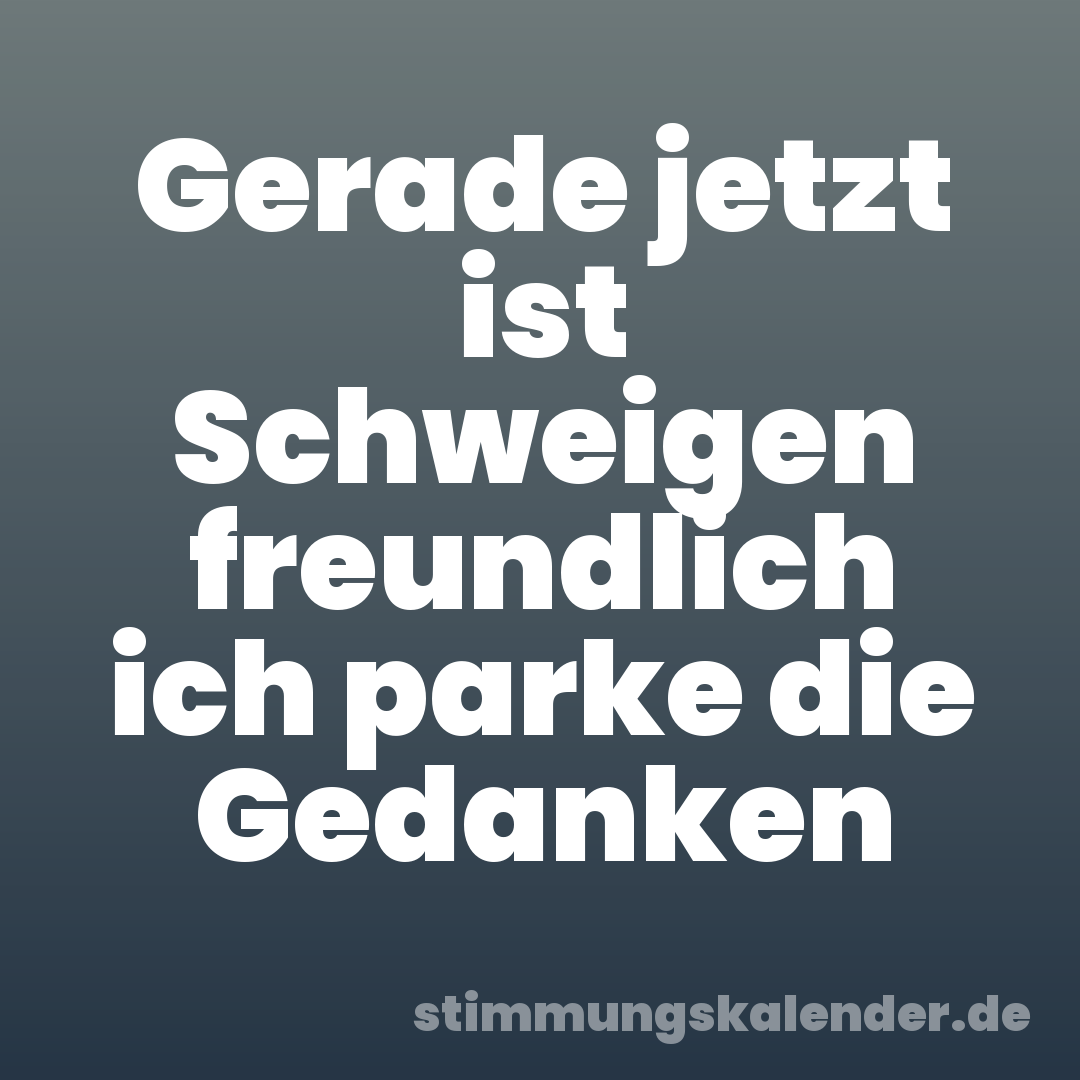Gerade jetzt ist Schweigen freundlich ich parke die Gedanken