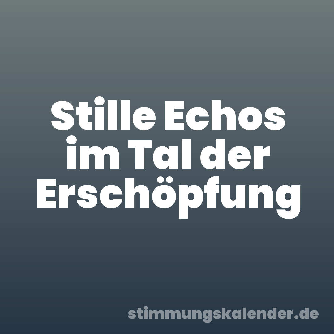 Stille Echos im Tal der Erschöpfung