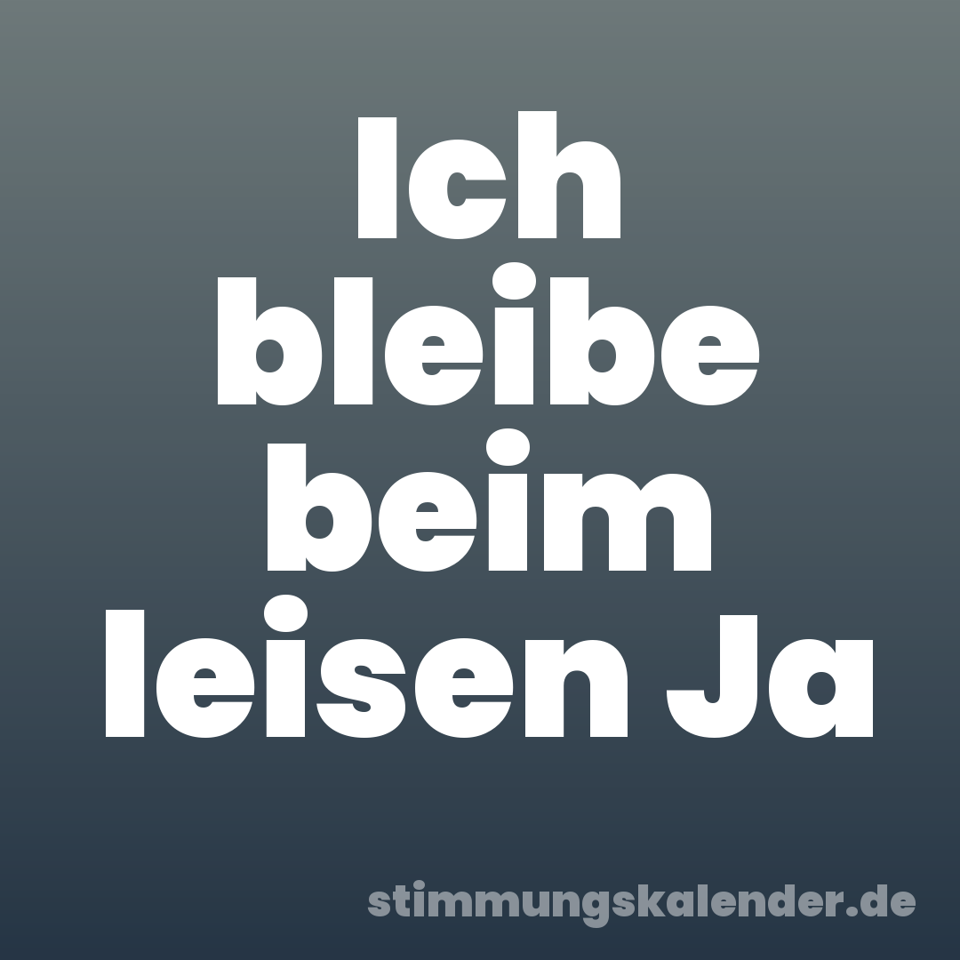 Ich bleibe beim leisen Ja
