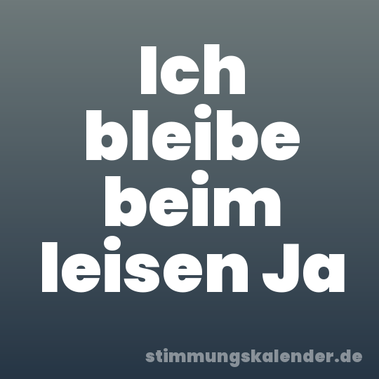 Ich bleibe beim leisen Ja