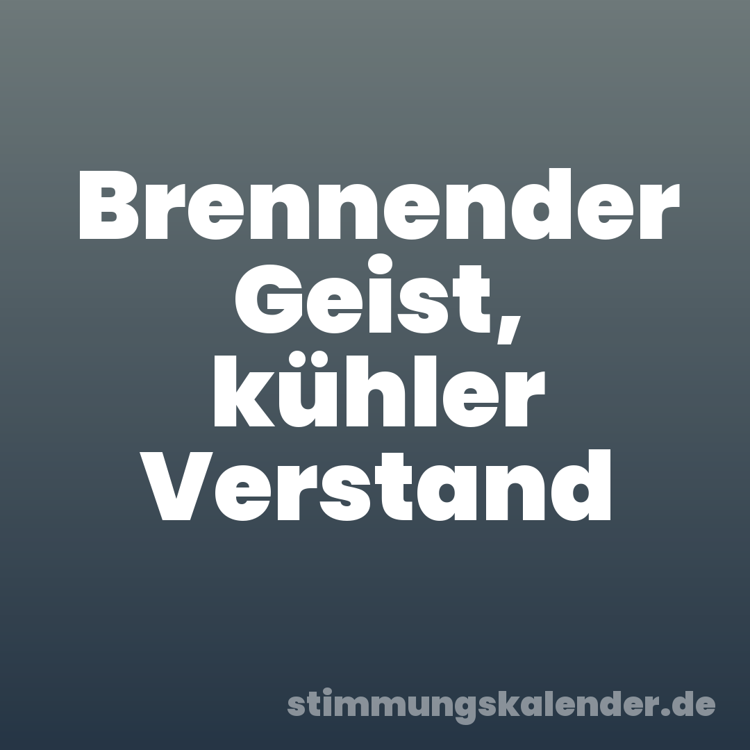 Brennender Geist, kühler Verstand
