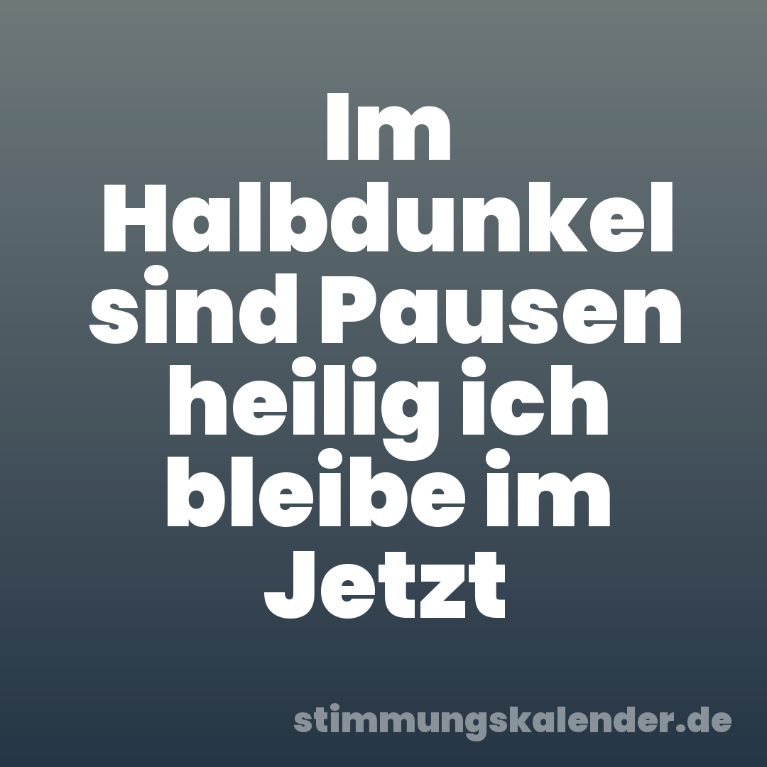 Im Halbdunkel sind Pausen heilig ich bleibe im Jetzt