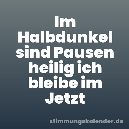 Im Halbdunkel sind Pausen heilig ich bleibe im Jetzt