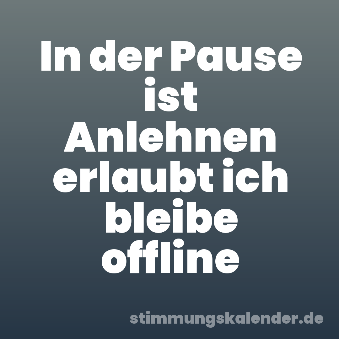 In der Pause ist Anlehnen erlaubt ich bleibe offline