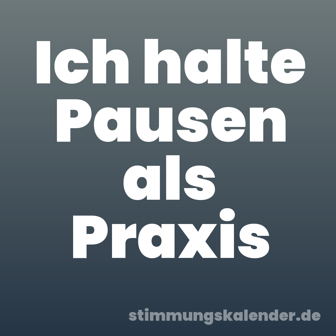 Ich halte Pausen als Praxis