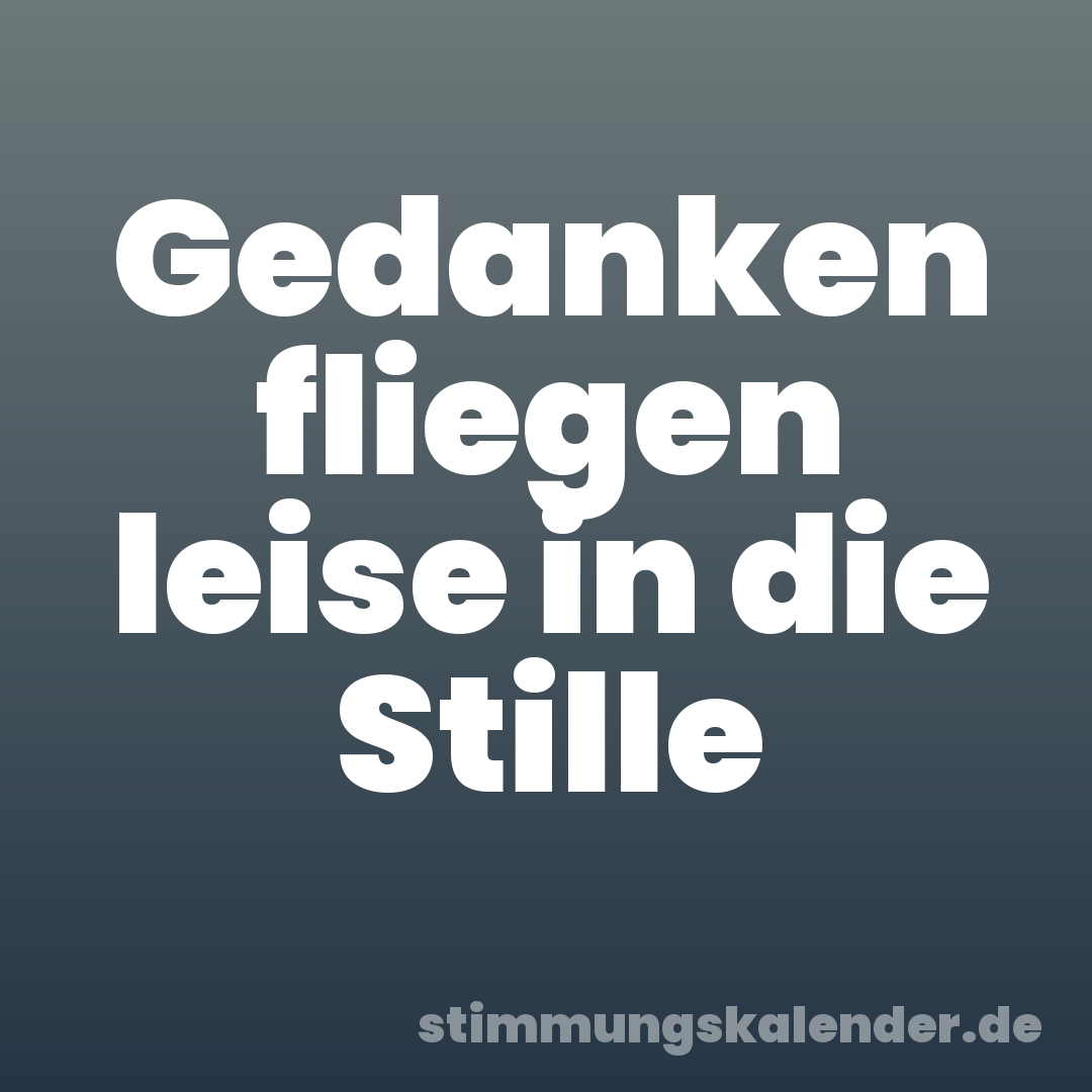 Gedanken fliegen leise in die Stille