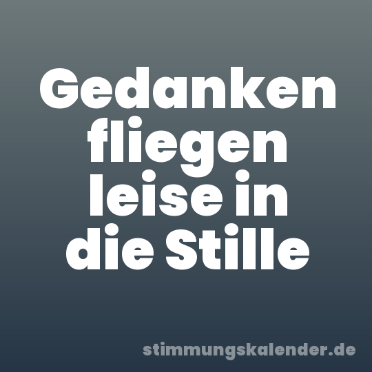 Gedanken fliegen leise in die Stille