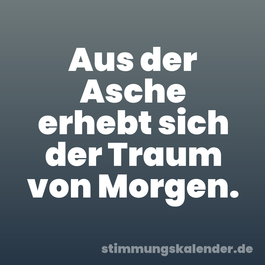 Aus der Asche erhebt sich der Traum von Morgen.