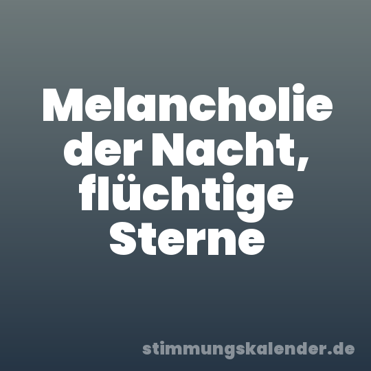 Melancholie der Nacht, flüchtige Sterne