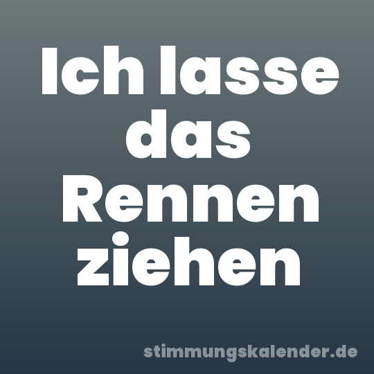 Ich lasse das Rennen ziehen